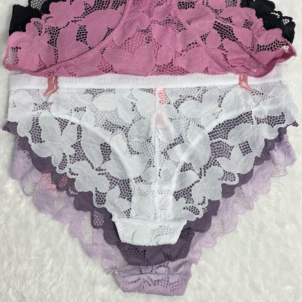 Juicy Couture Cheeky Purple White Pink Black 5 Piece Lace Panty Set NWT - Picture 6 of 9